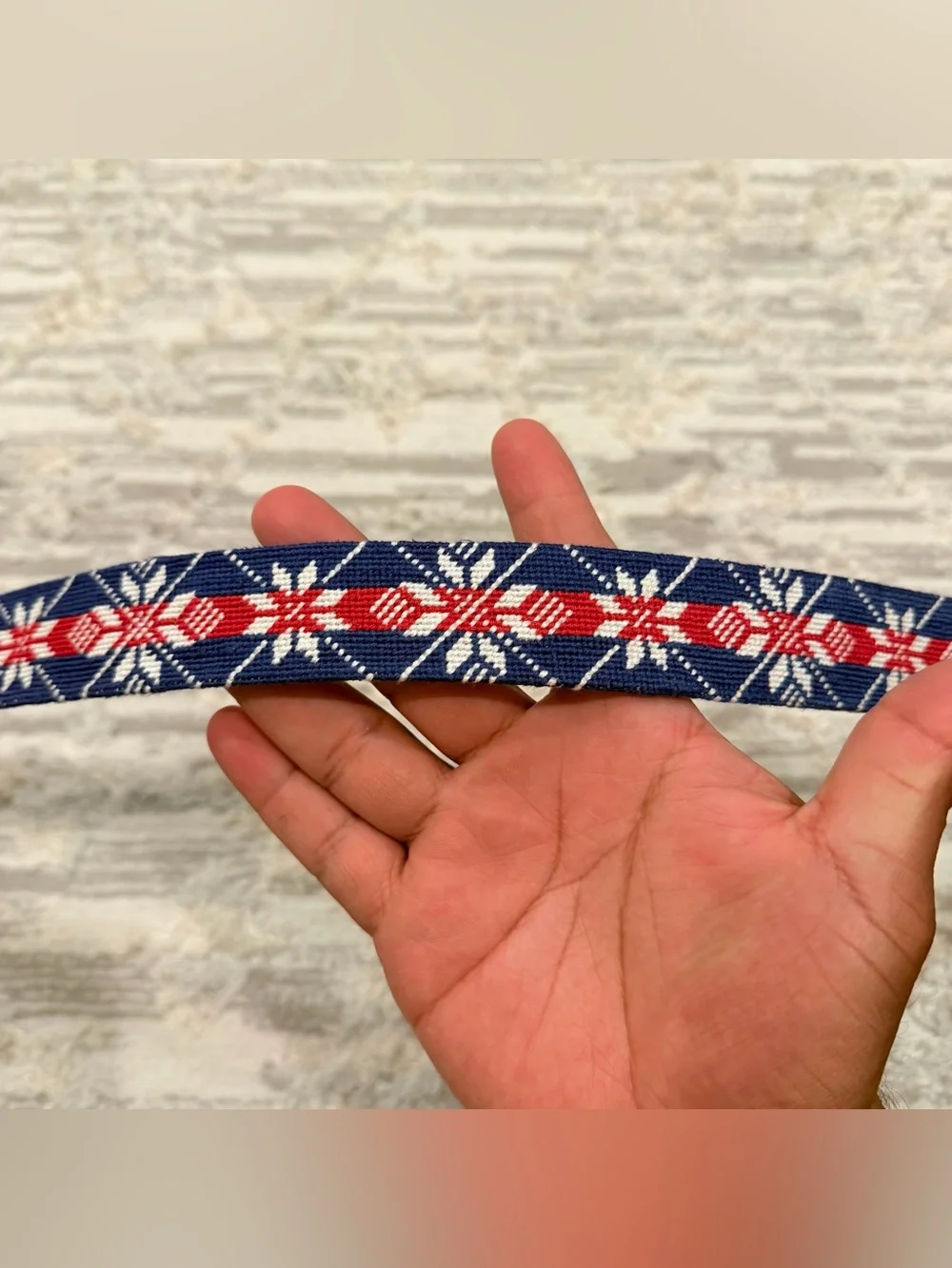 Smathers & Branson Snowflake Needlepoint Belt Men’s Size 40 Holiday Golf Rare